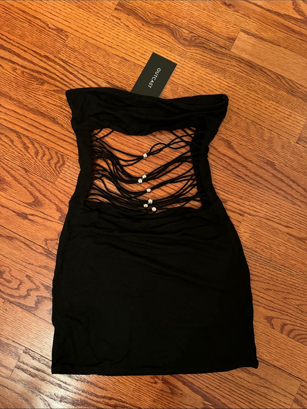 Outcast Black Cutout Bodycon Dress with Beaded Detail NEW WITH TAGS